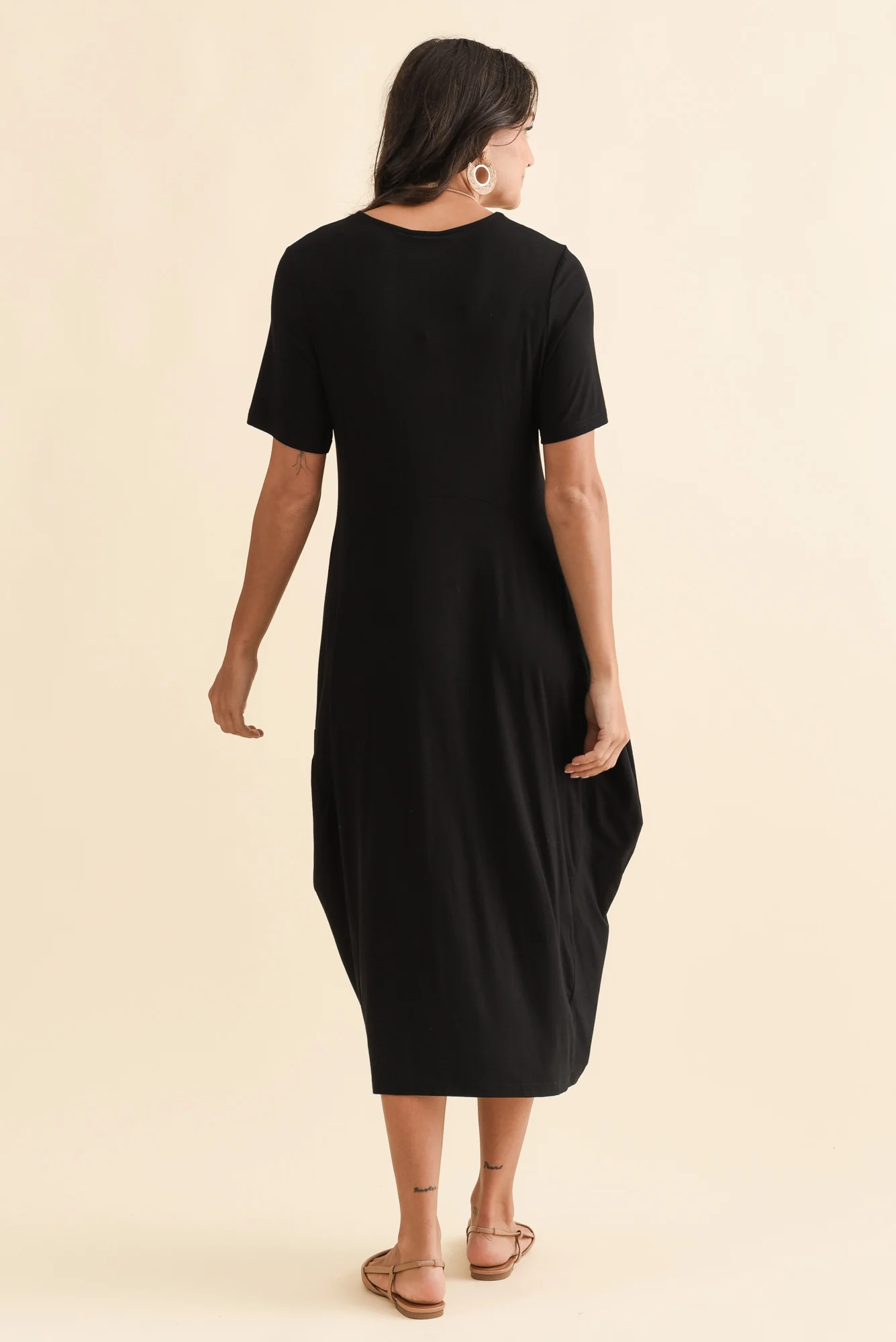 Glenda Black Short Sleeve Crescent Dress - Image 5