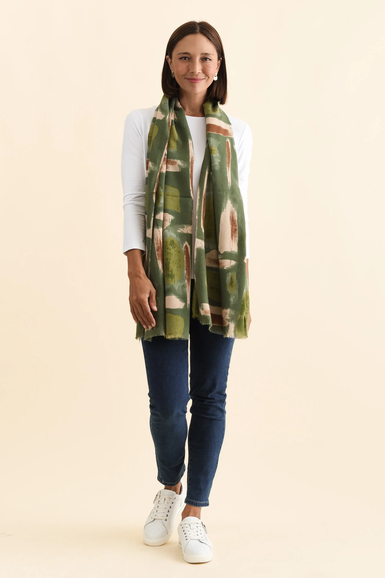 Gutha Green Abstract Scarf - Image 2