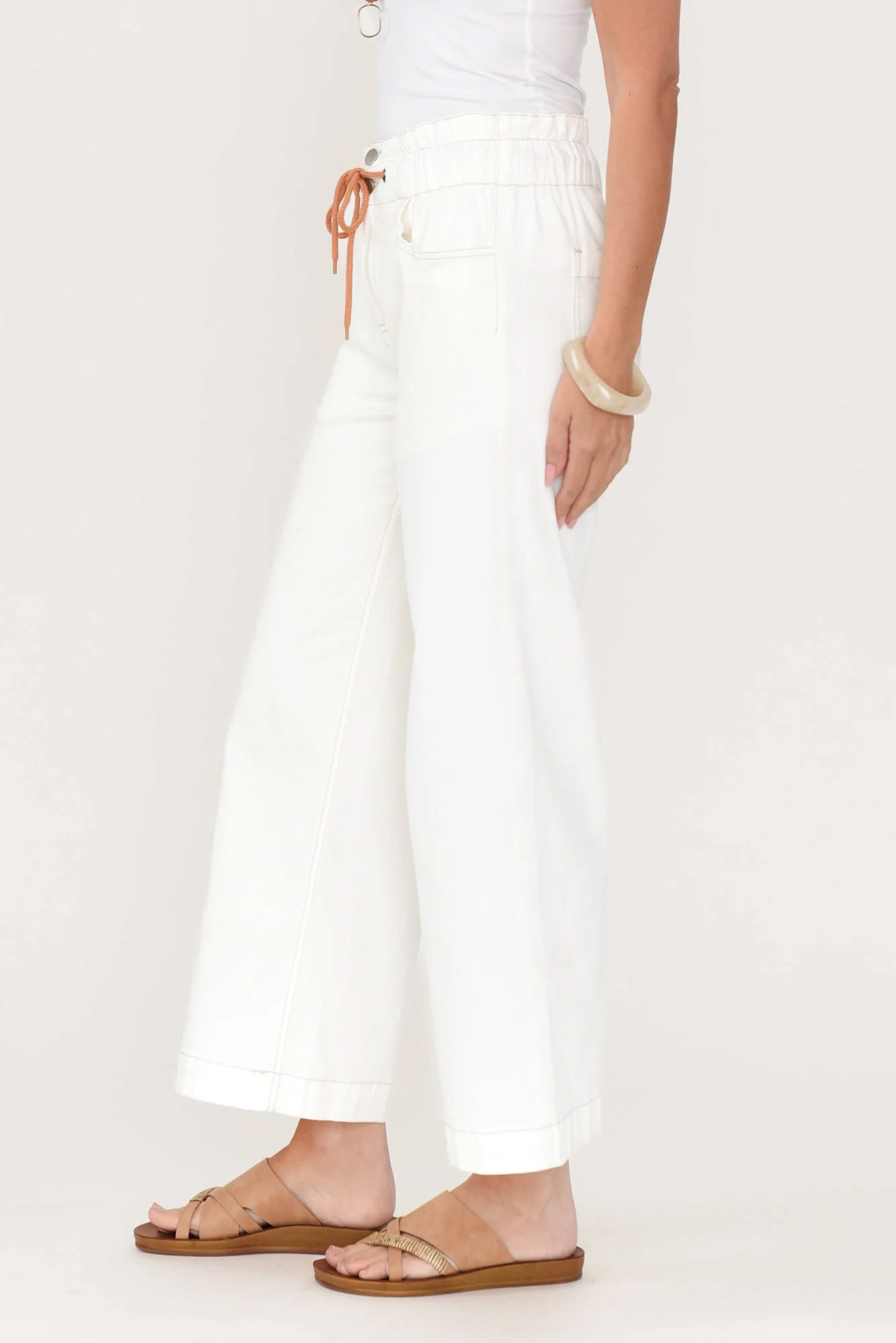 Halifax Ivory Denim Wide Leg Pants - Image 4