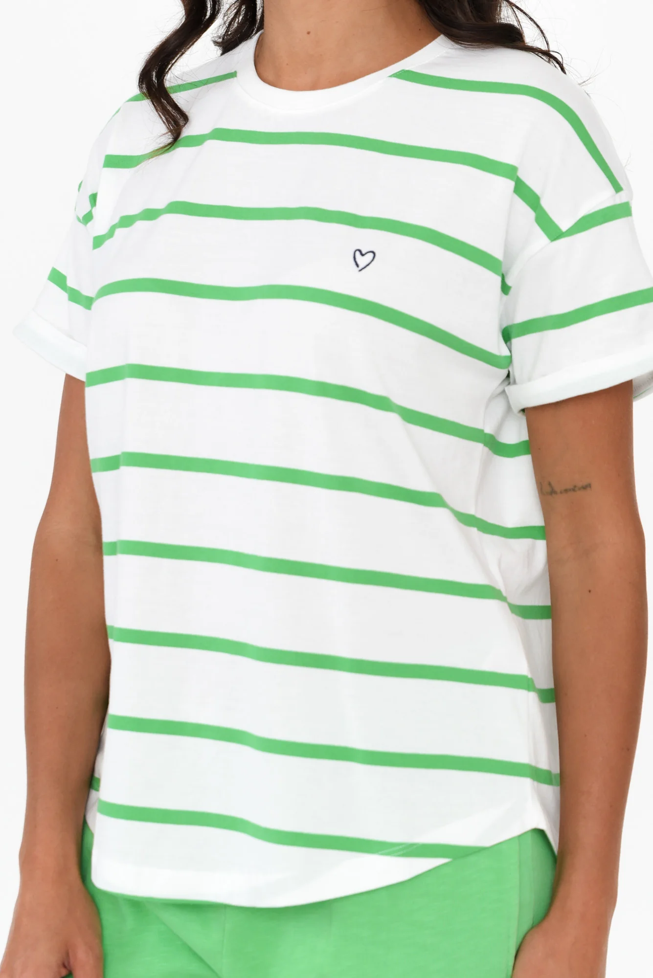Halli Green Stripe Cotton Tee - Image 5