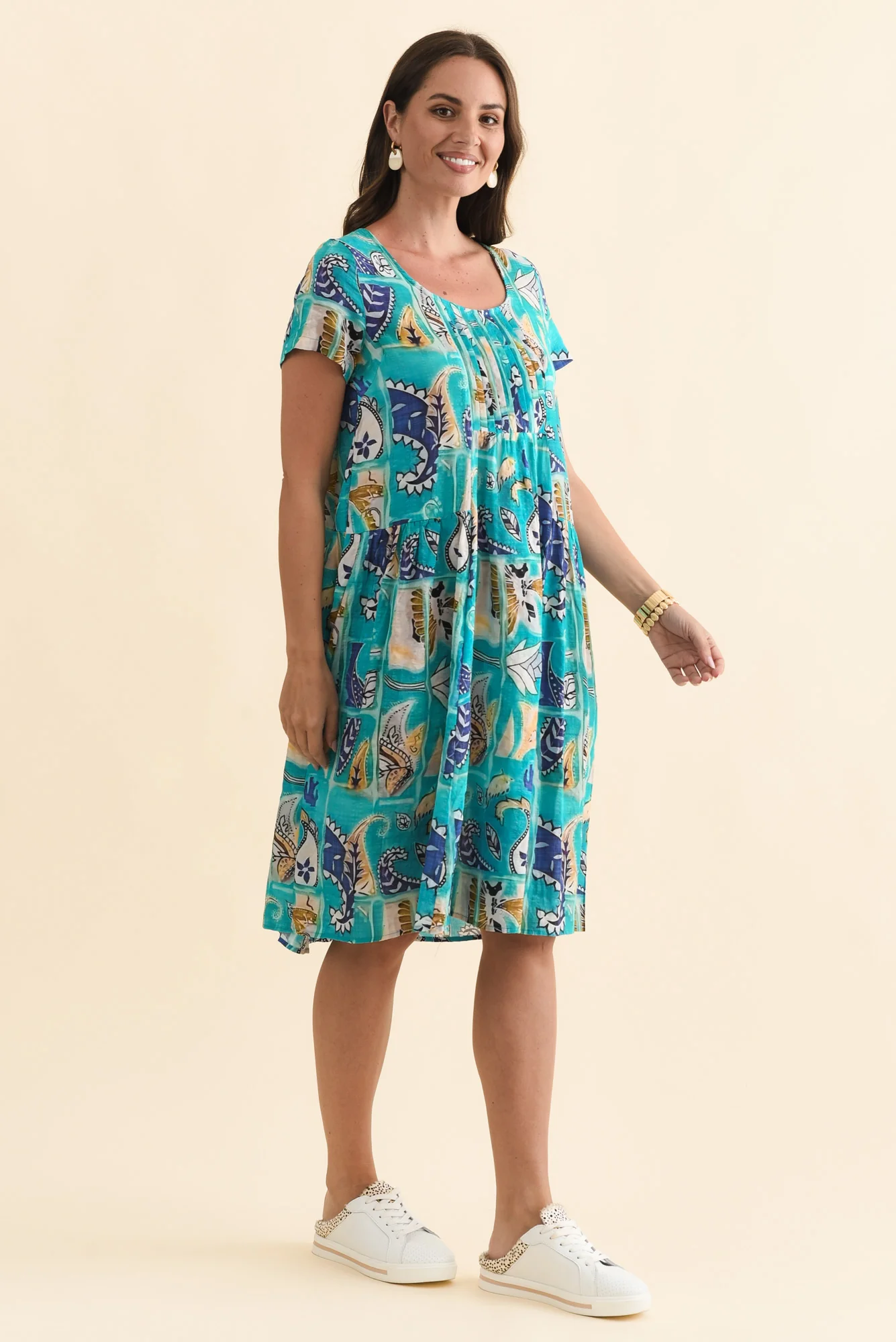 Hanoi Blue Paisley Cotton Blend Dress - Image 3