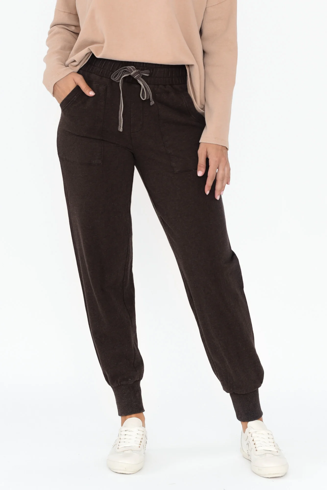 Hatia Brown Cotton Tie Sweatpants - Image 2