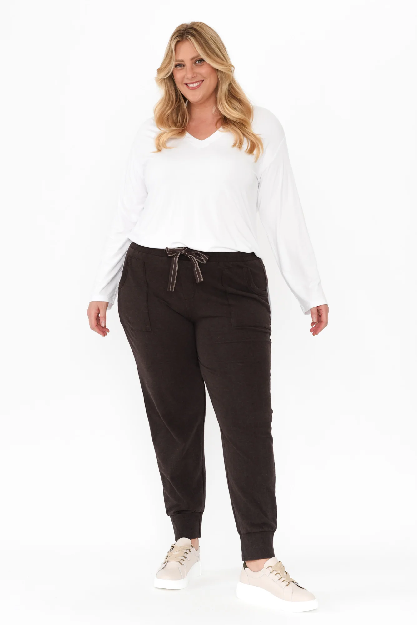 Hatia Brown Cotton Tie Sweatpants - Image 8