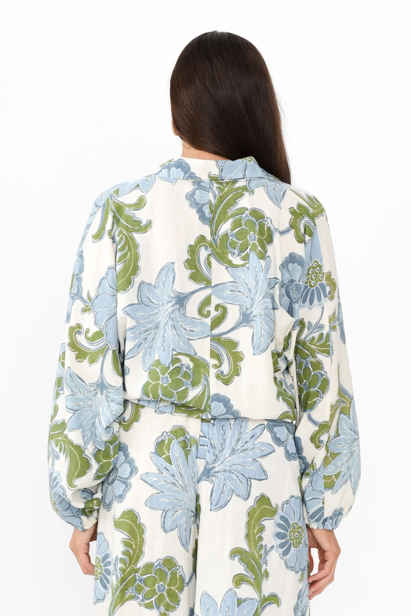 Hazel Blue Floral Linen Blend Shirt - Image 4