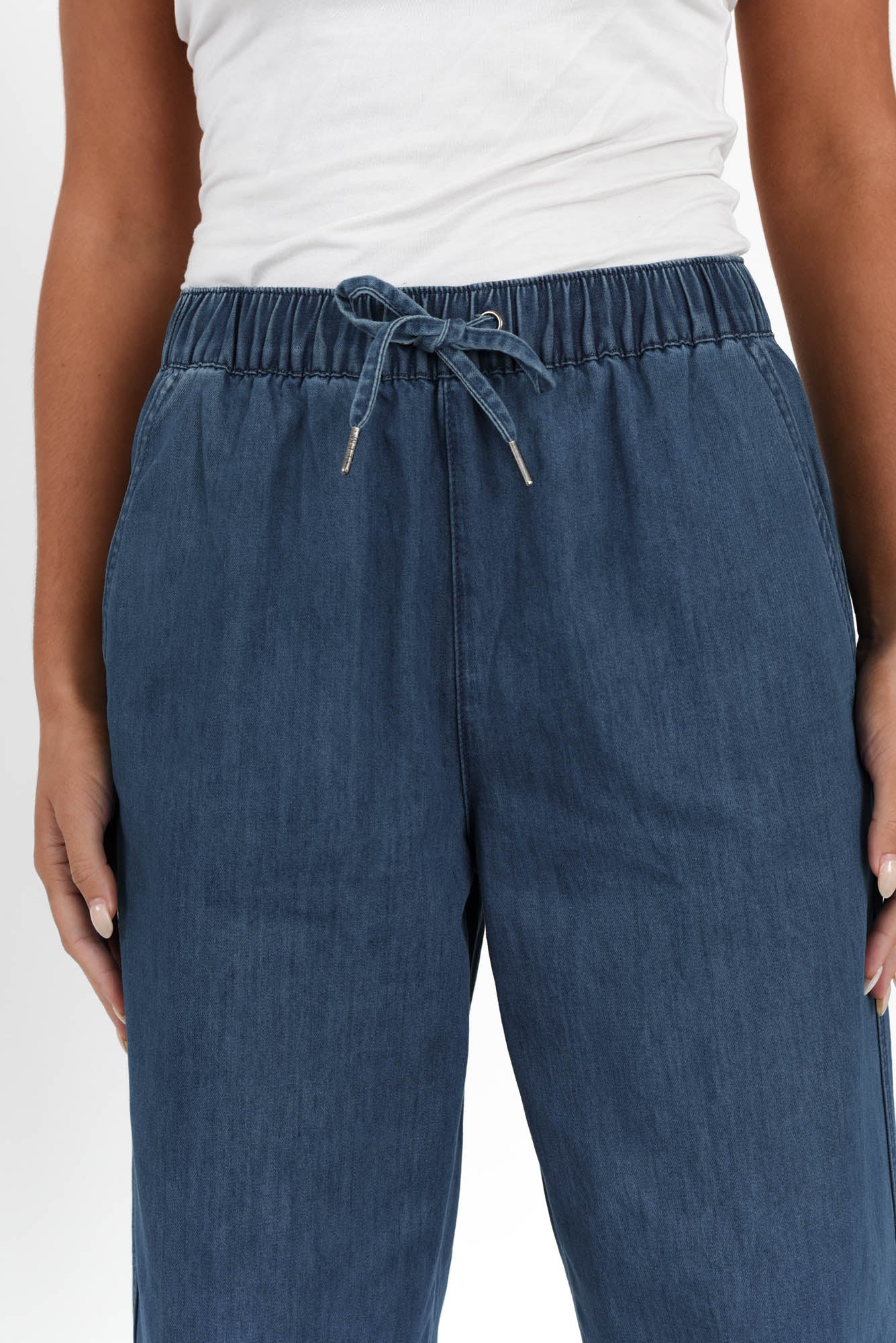 Helene Blue Denim Drawstring Pants - Image 6
