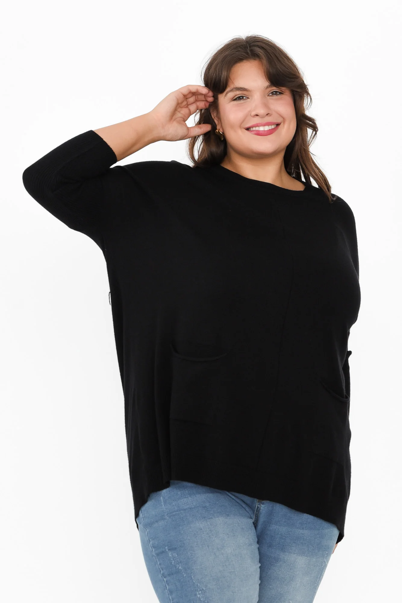 Helsinki Black Knit Pocket Jumper - Image 8