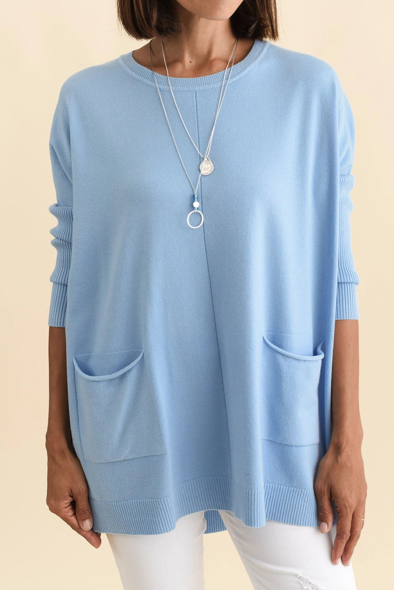 Helsinki Blue Knit Pocket Jumper - Image 6
