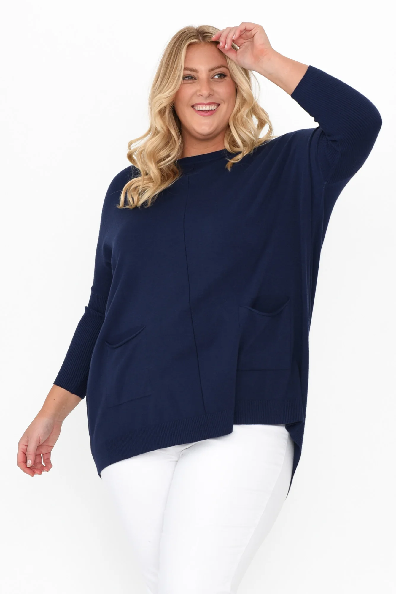 Helsinki Navy Knit Pocket Jumper - Image 8