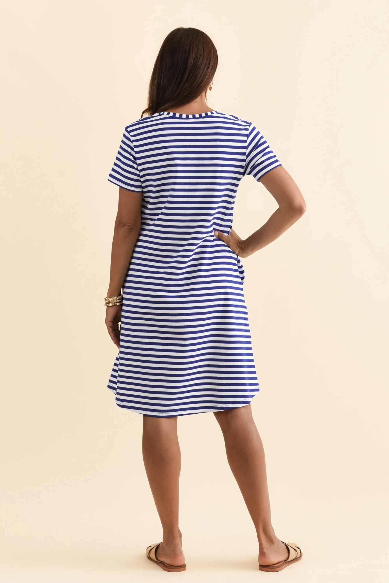 Izzy Cobalt Stripe Cotton Tee Dress - Image 4