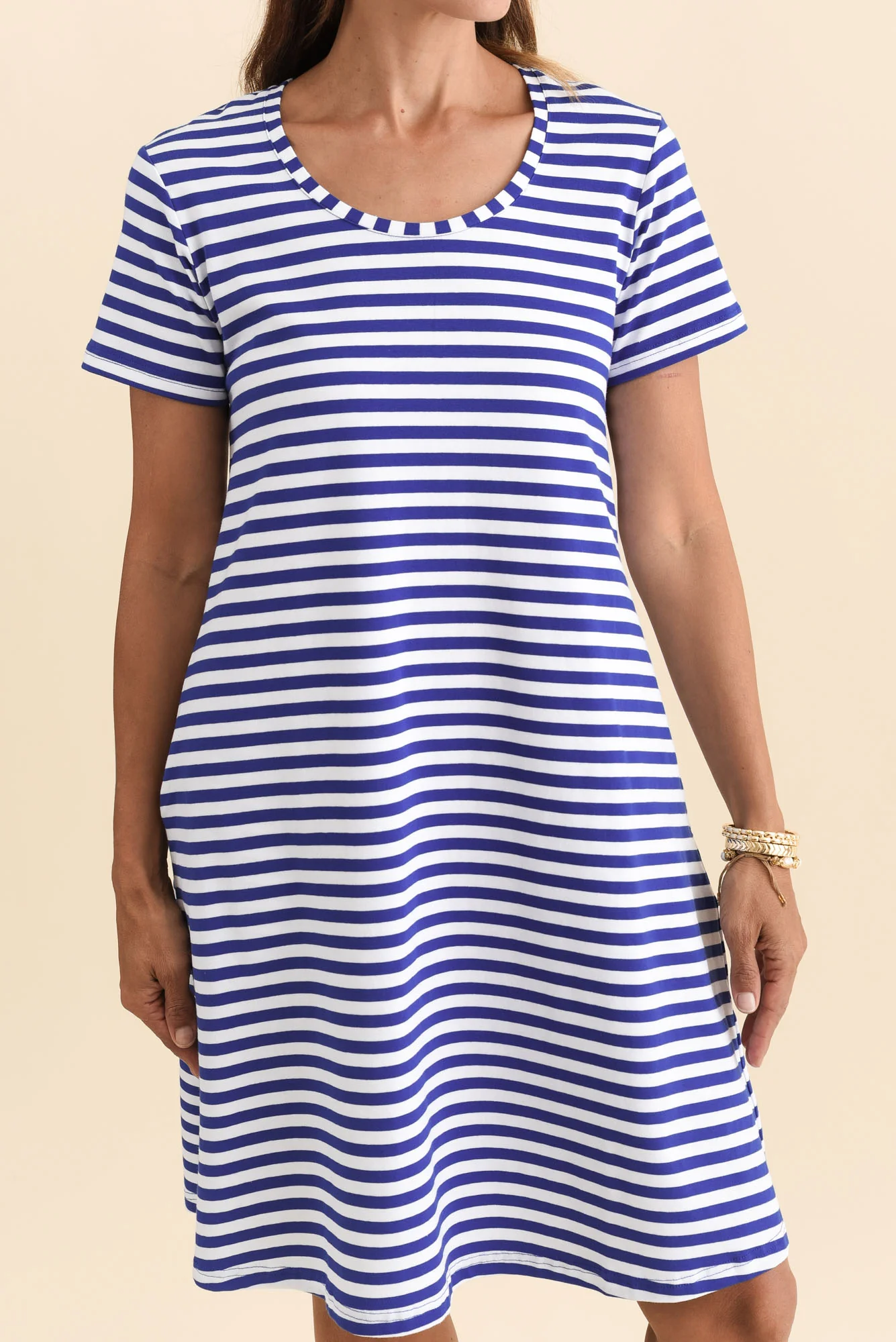 Izzy Cobalt Stripe Cotton Tee Dress - Image 5