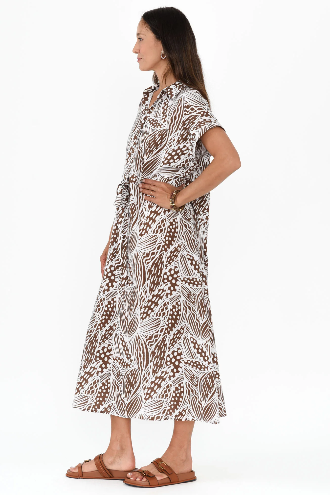 Jacqueline Mocha Leaf Tie Dress - Image 3