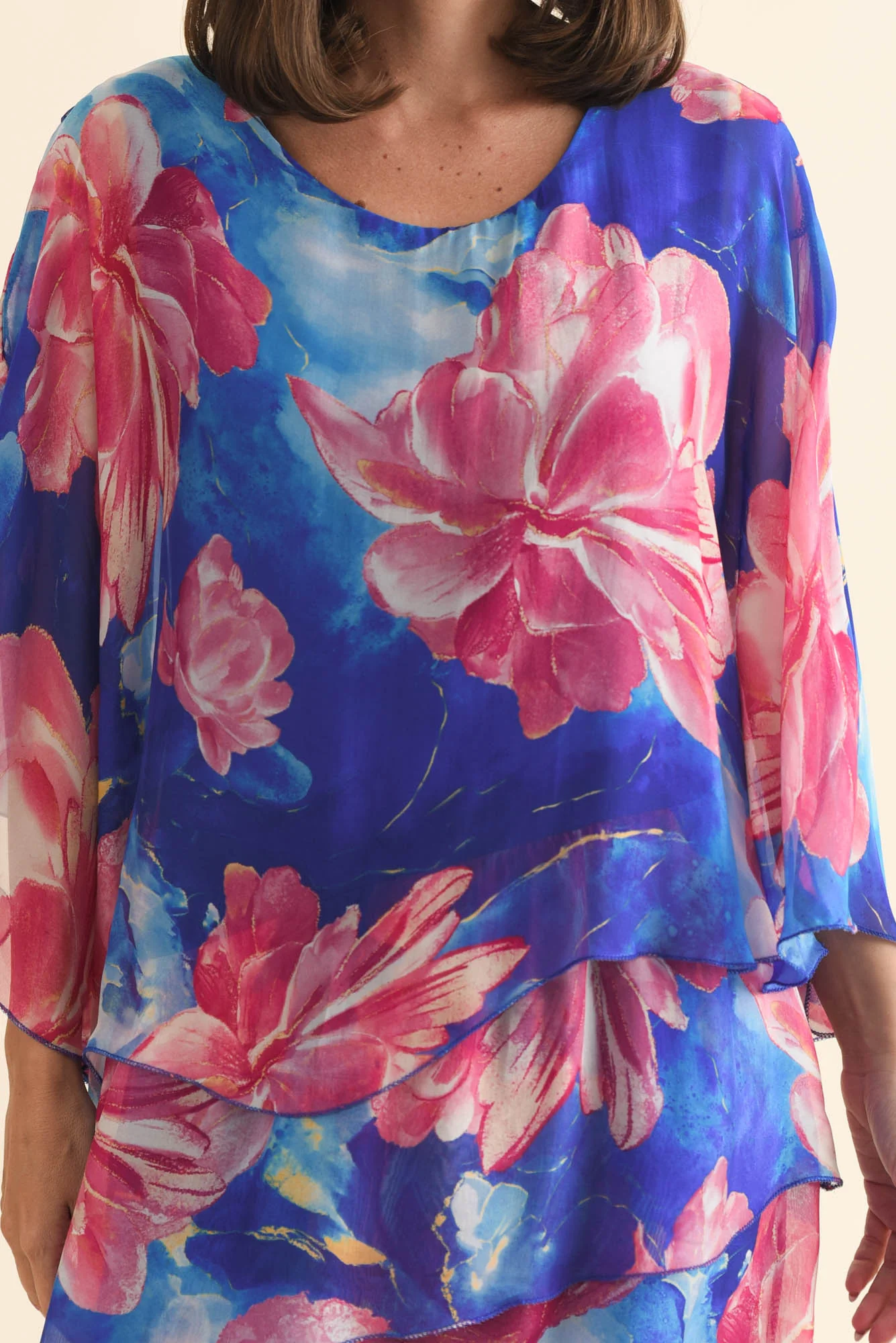 Jasmine Cobalt Blossom Silk Layer Dress - Image 5