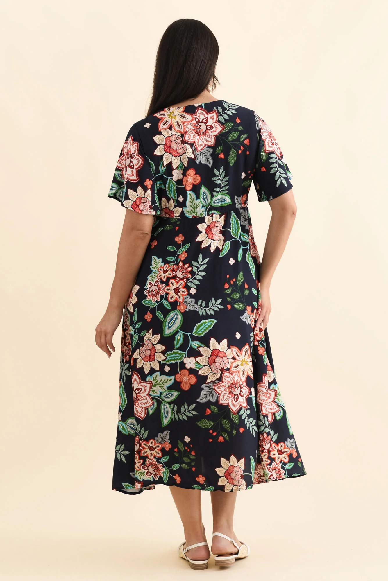 Jennifer Navy Floral Flutter Sleeve Dress - Image 11