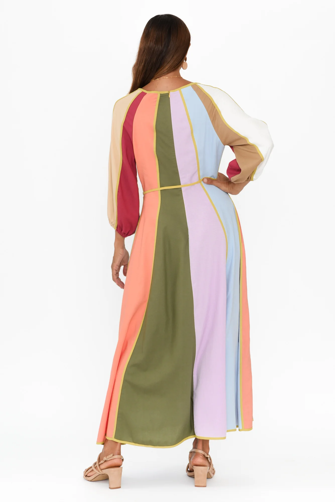 Jewel Multi Stripe Linen Blend Dress - Image 4