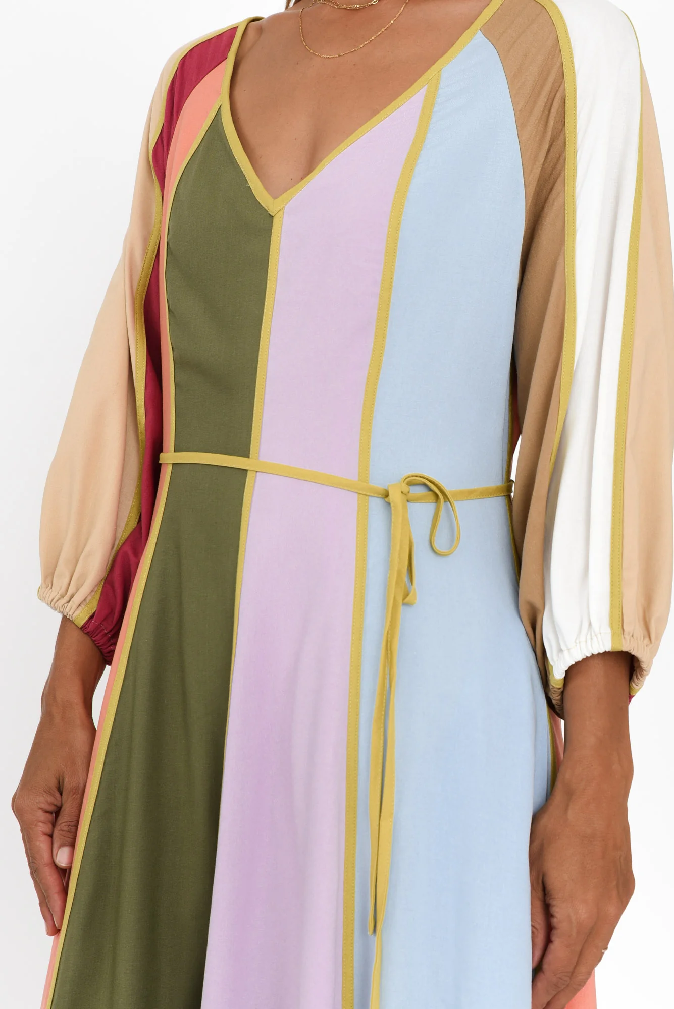 Jewel Multi Stripe Linen Blend Dress - Image 5