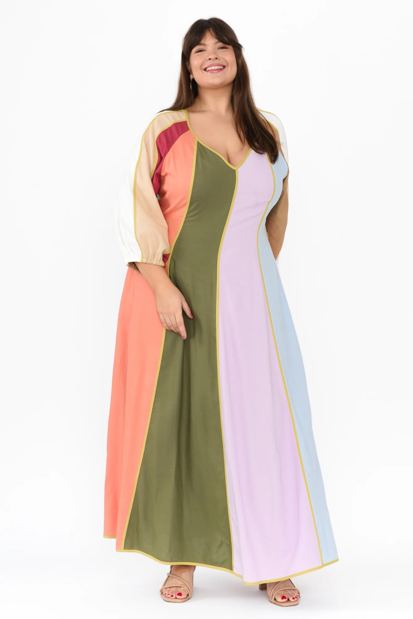 Jewel Multi Stripe Linen Blend Dress - Image 9