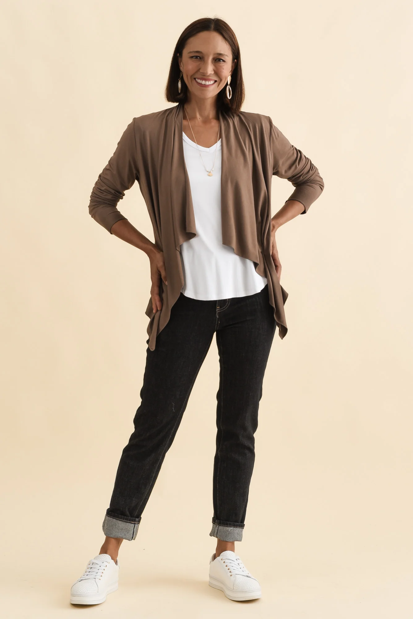 Joni Chocolate Bamboo Cardigan - Image 2
