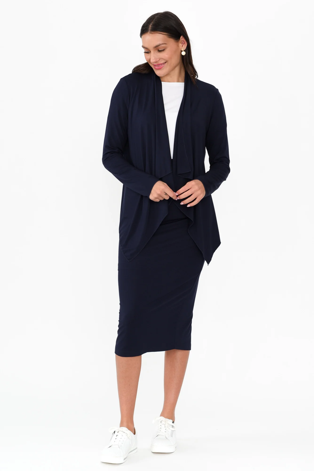 Joni Navy Bamboo Cardigan - Image 2