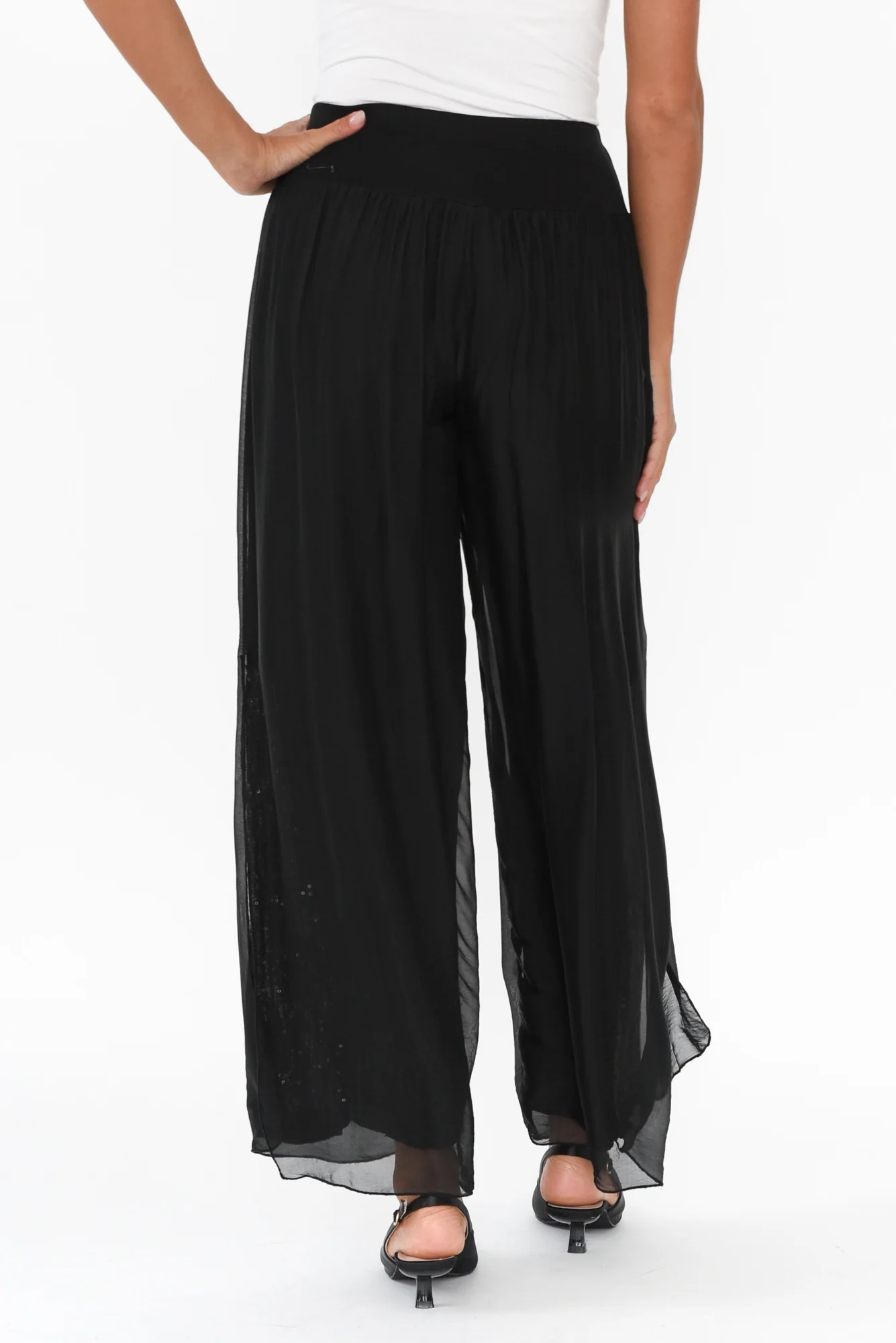 Karolina Black Silk Sequin Pants - Image 4