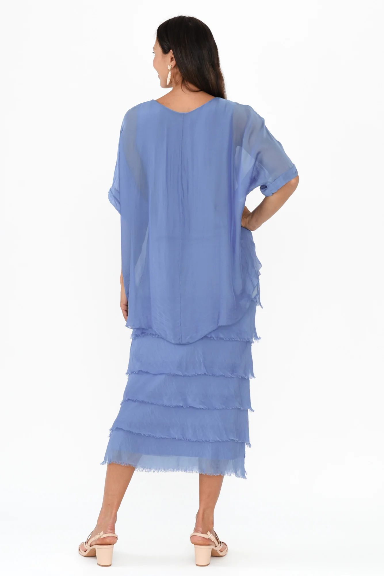 Katerina Blue Silk Overlay Maxi Dress - Image 4