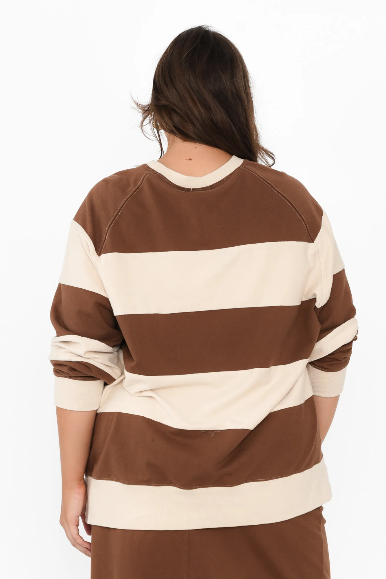 Katrin Mocha Stripe Cotton Crewneck Sweatshirt - Image 11