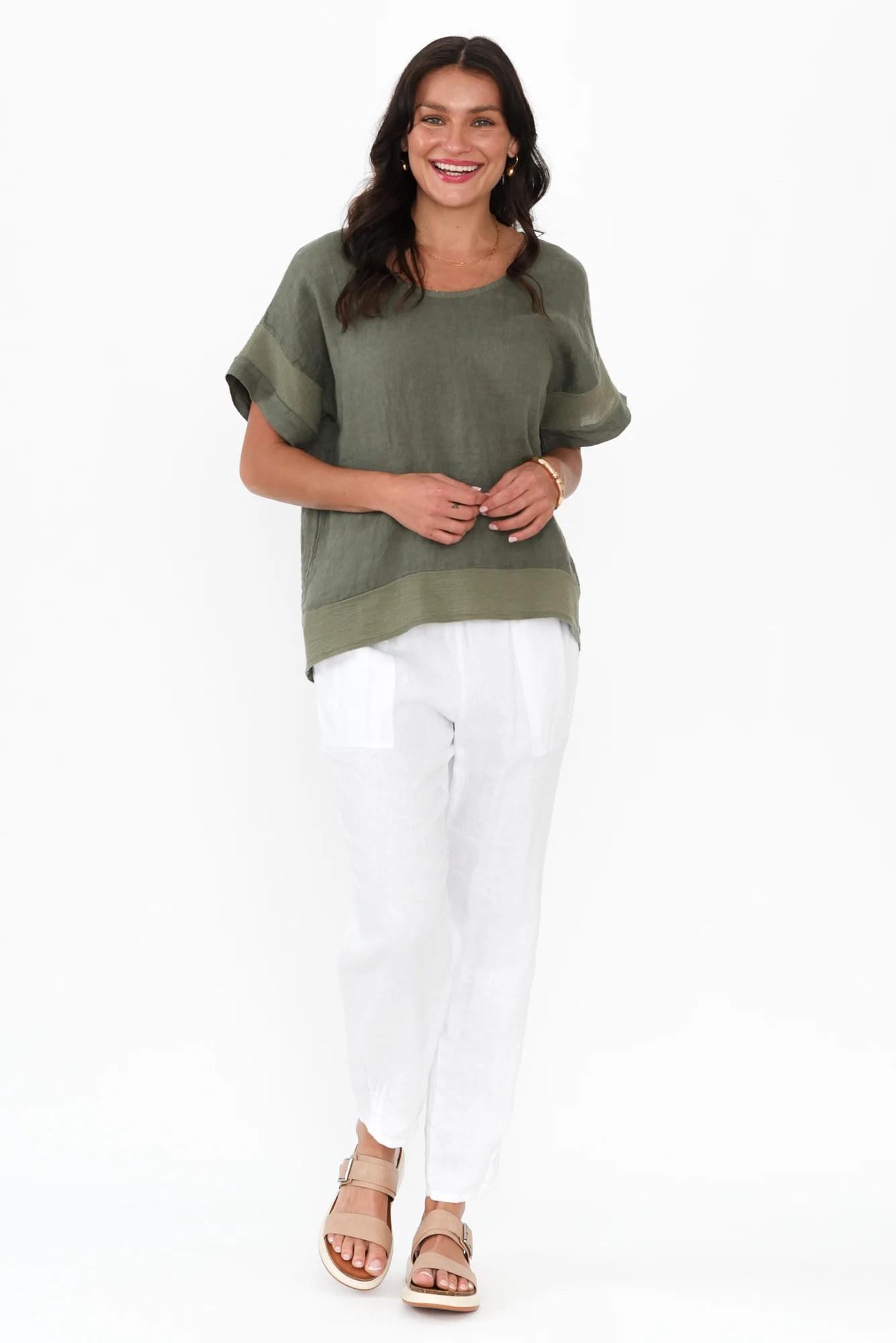 Kaya Khaki Linen Top - Image 6