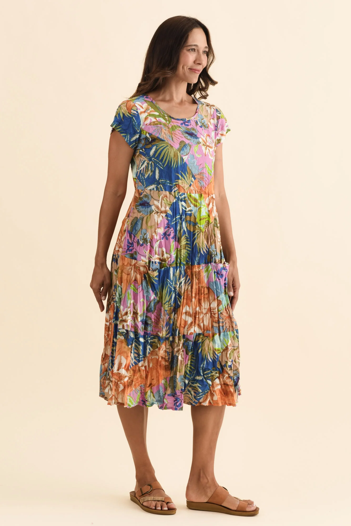 Kenya Blue Floral Cotton Pocket Dress - Image 3