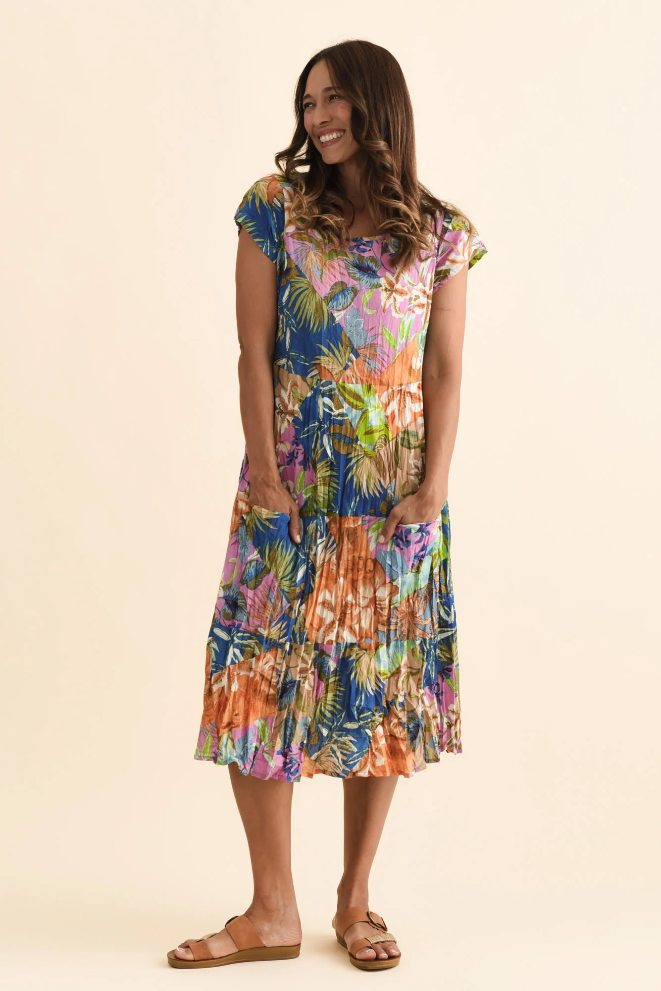 Kenya Blue Floral Cotton Pocket Dress - Image 6