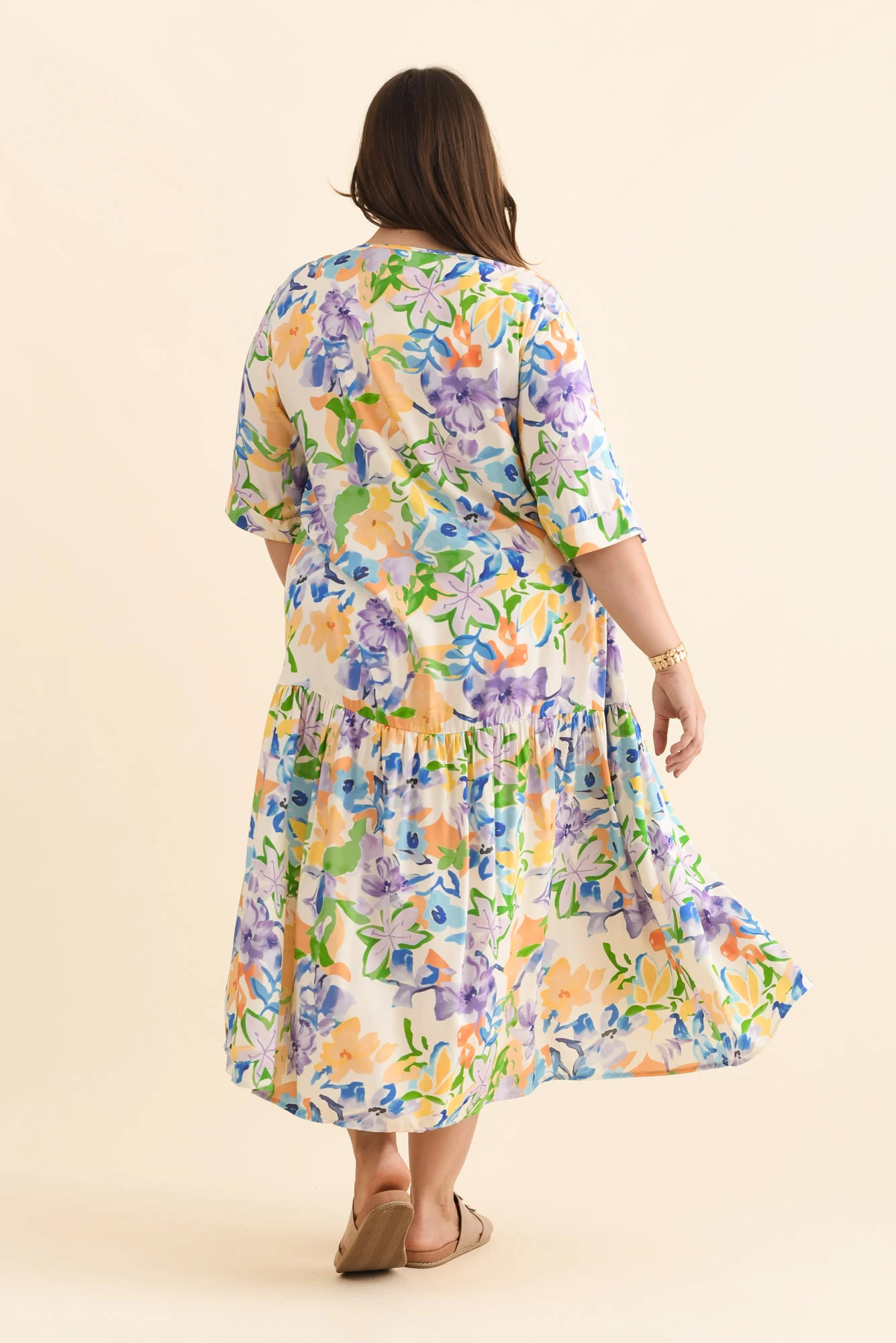 Kiana Purple Floral Peak Dress - Image 11