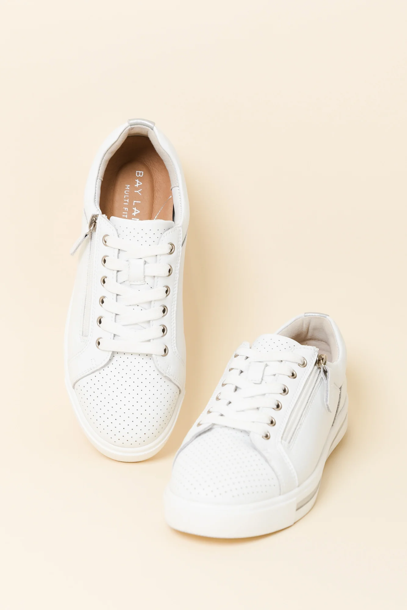 Koko White Leather Zip Sneaker - Image 2