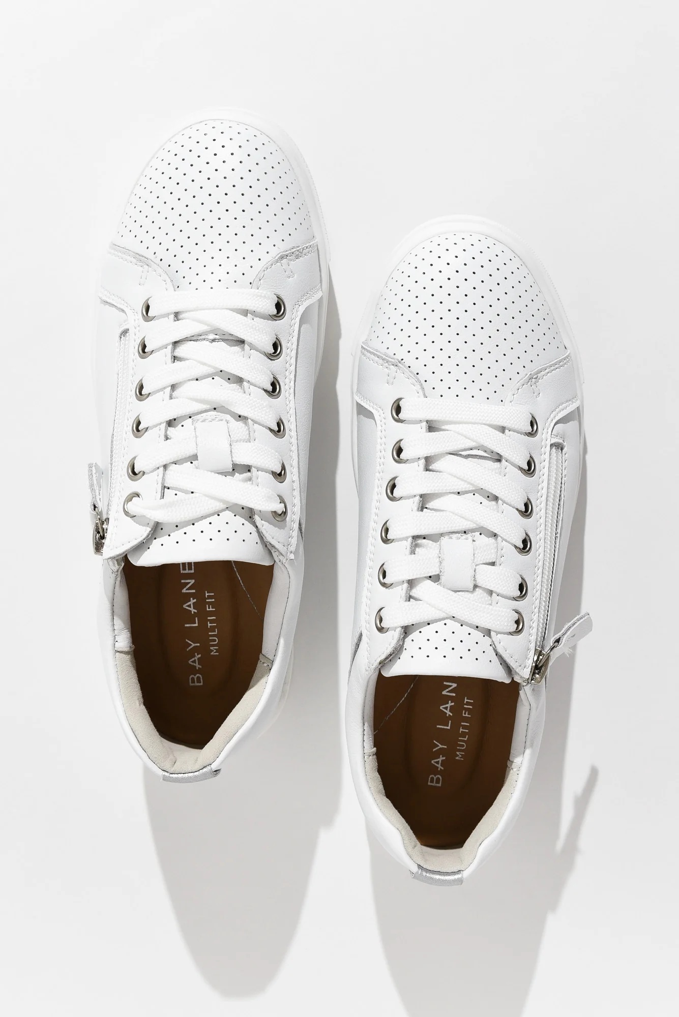 Koko White Leather Zip Sneaker - Image 4