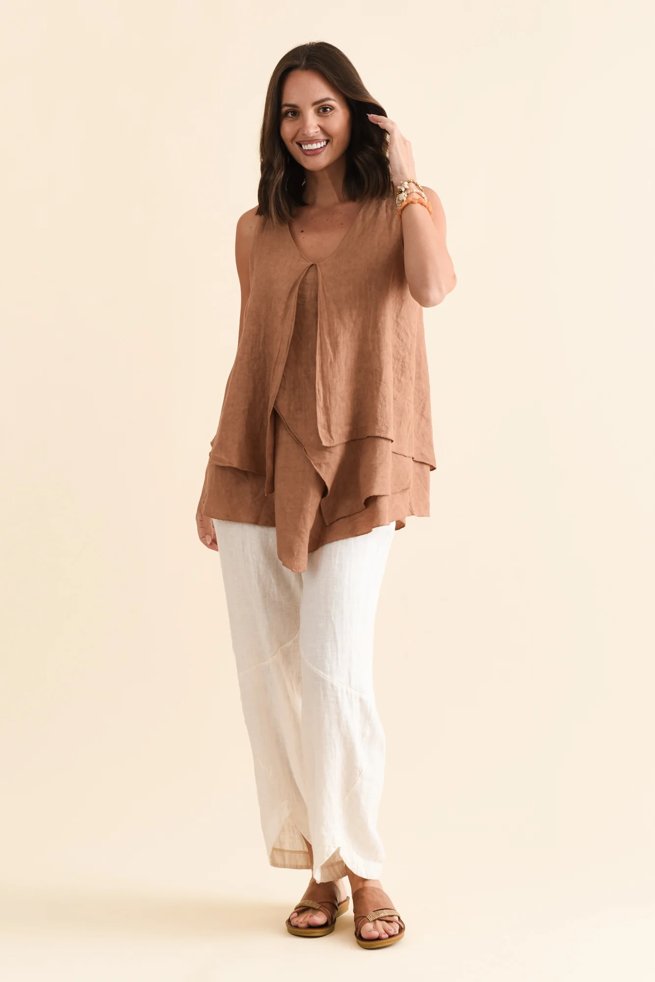 Lagos Rust Linen Layered Tank - Image 2