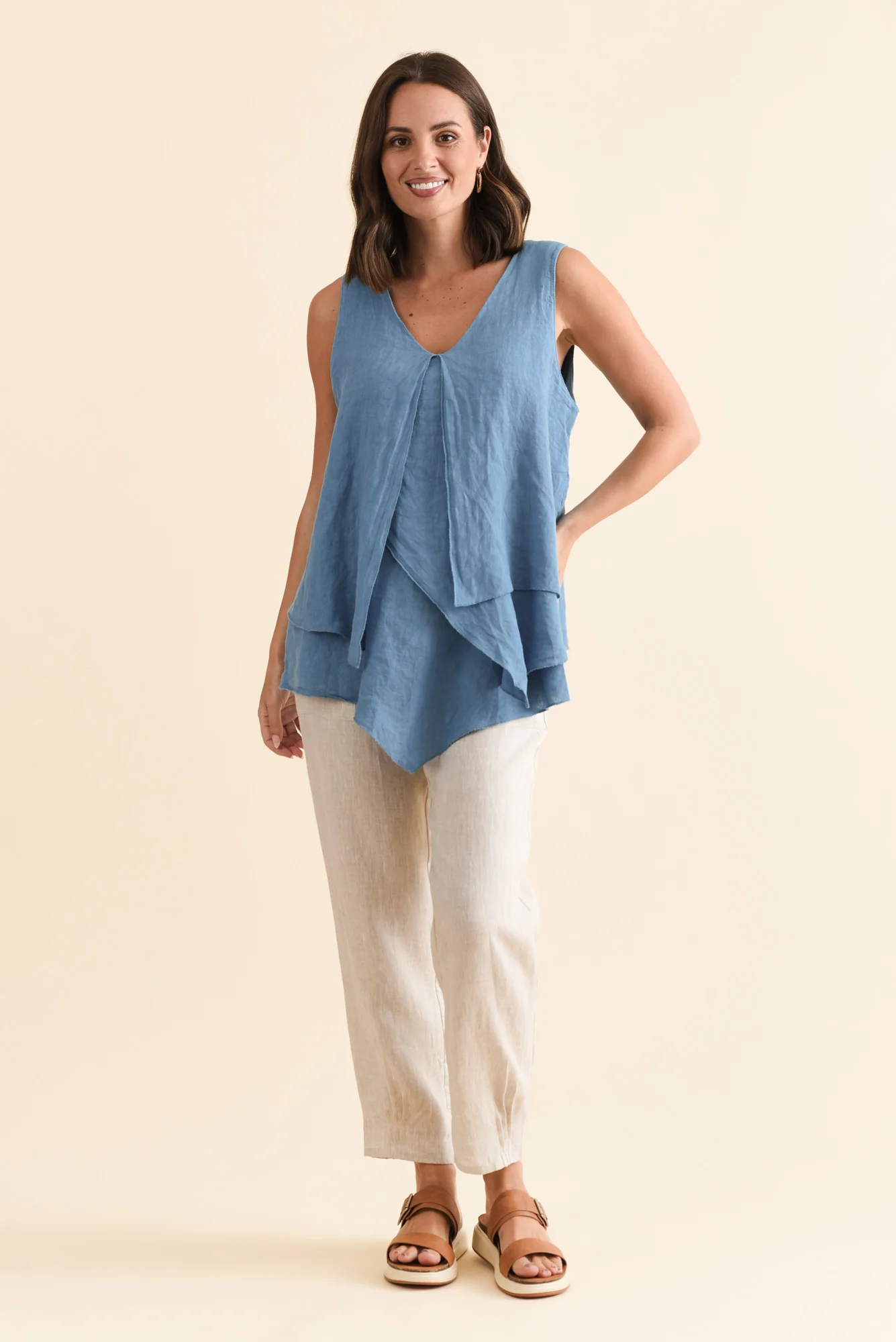 Lagos Steel Linen Layered Tank - Image 6
