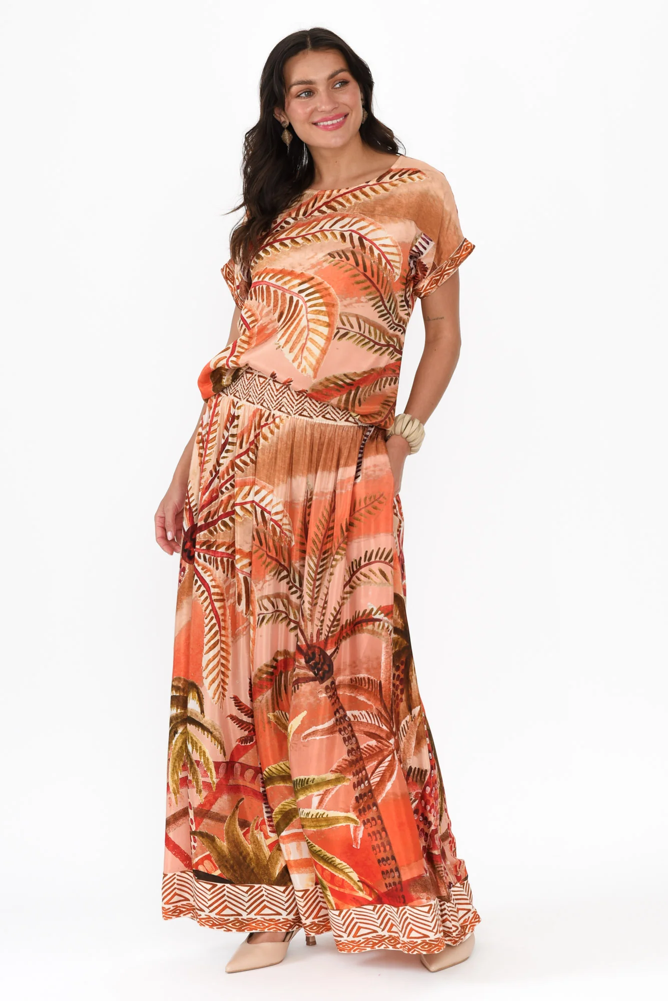Laszlo Orange Palm Boatneck Tee - Image 2