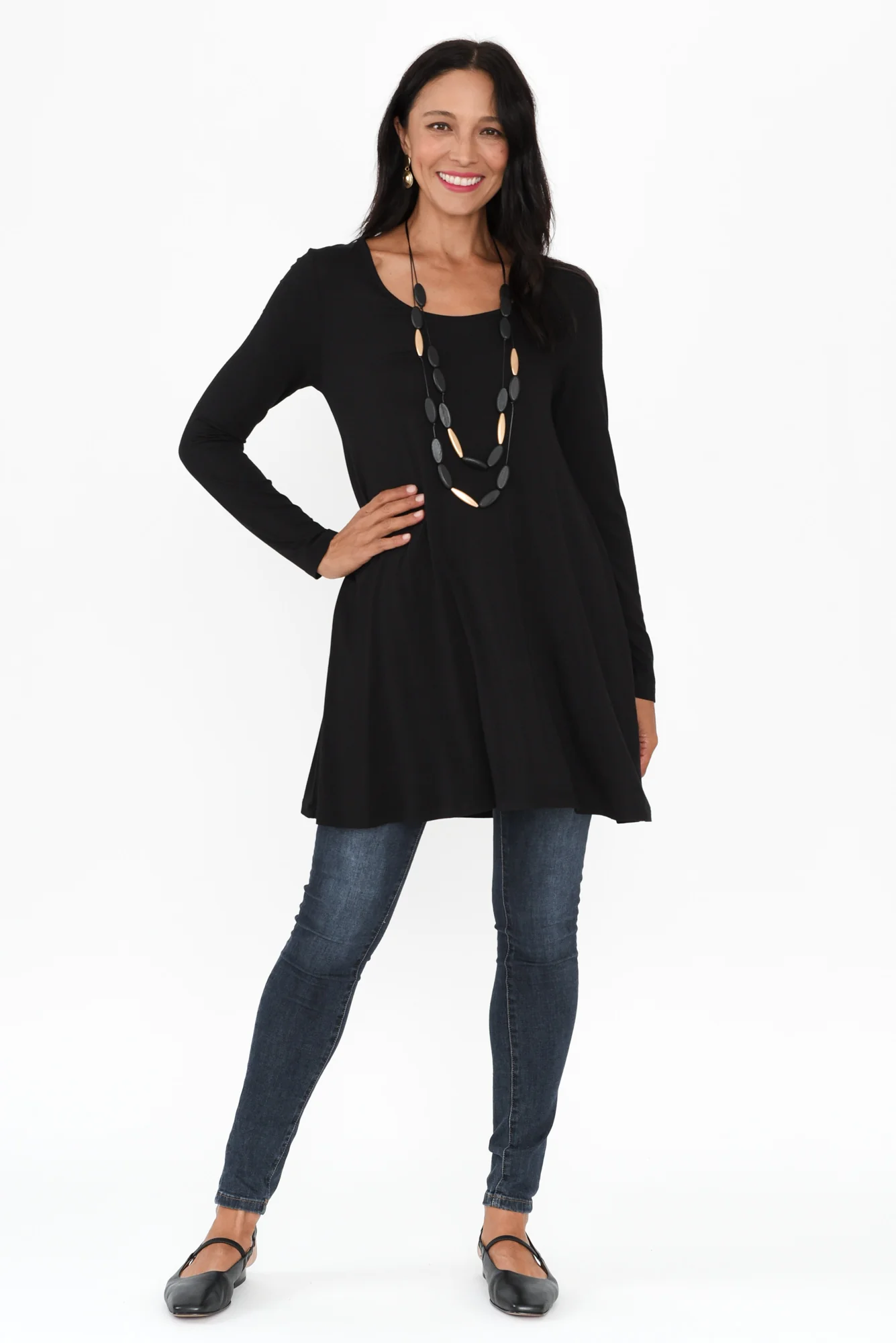 Leanne Black Bamboo Tunic Top - Image 3