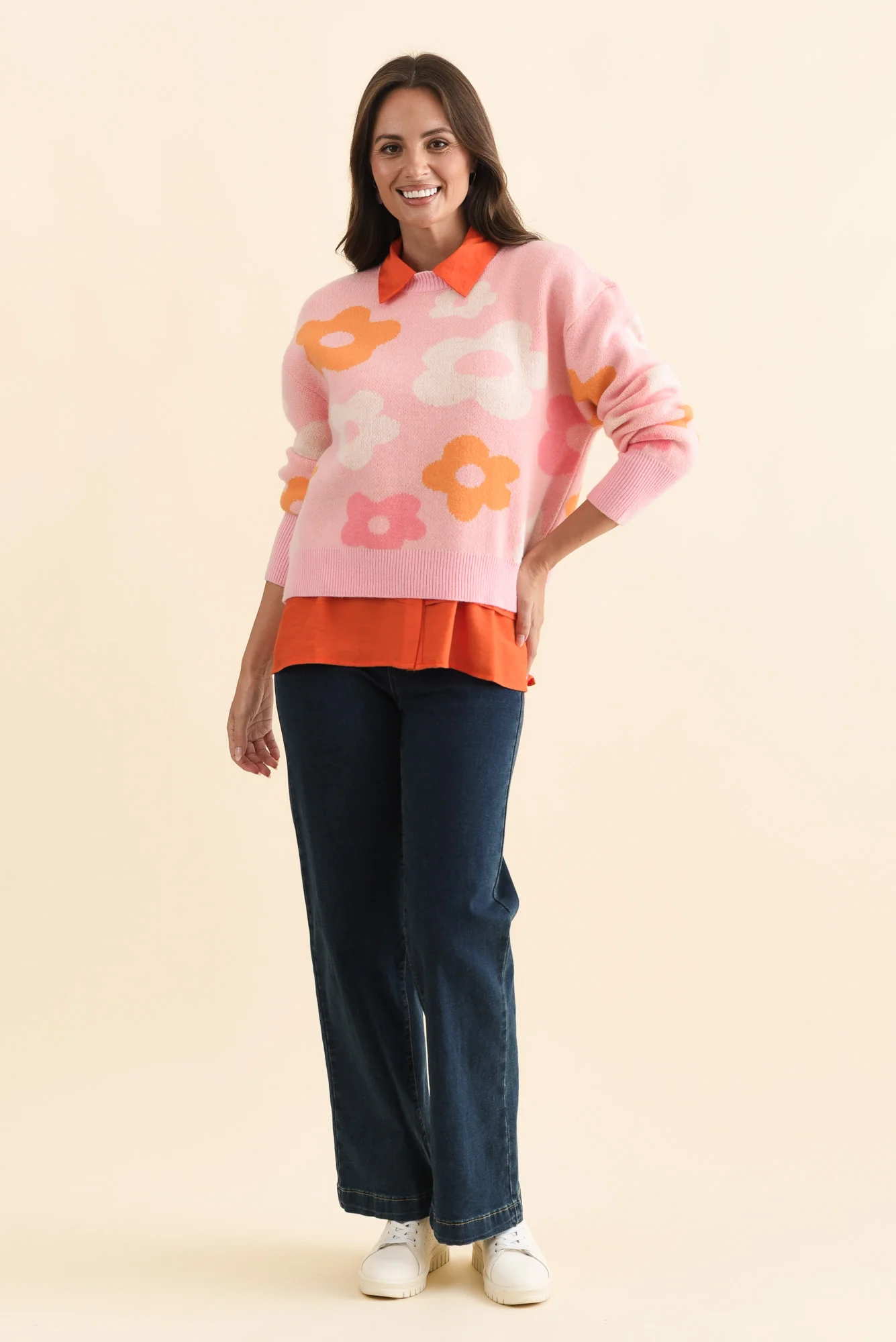 Leonie Pink Flower Knit Sweater - Image 2