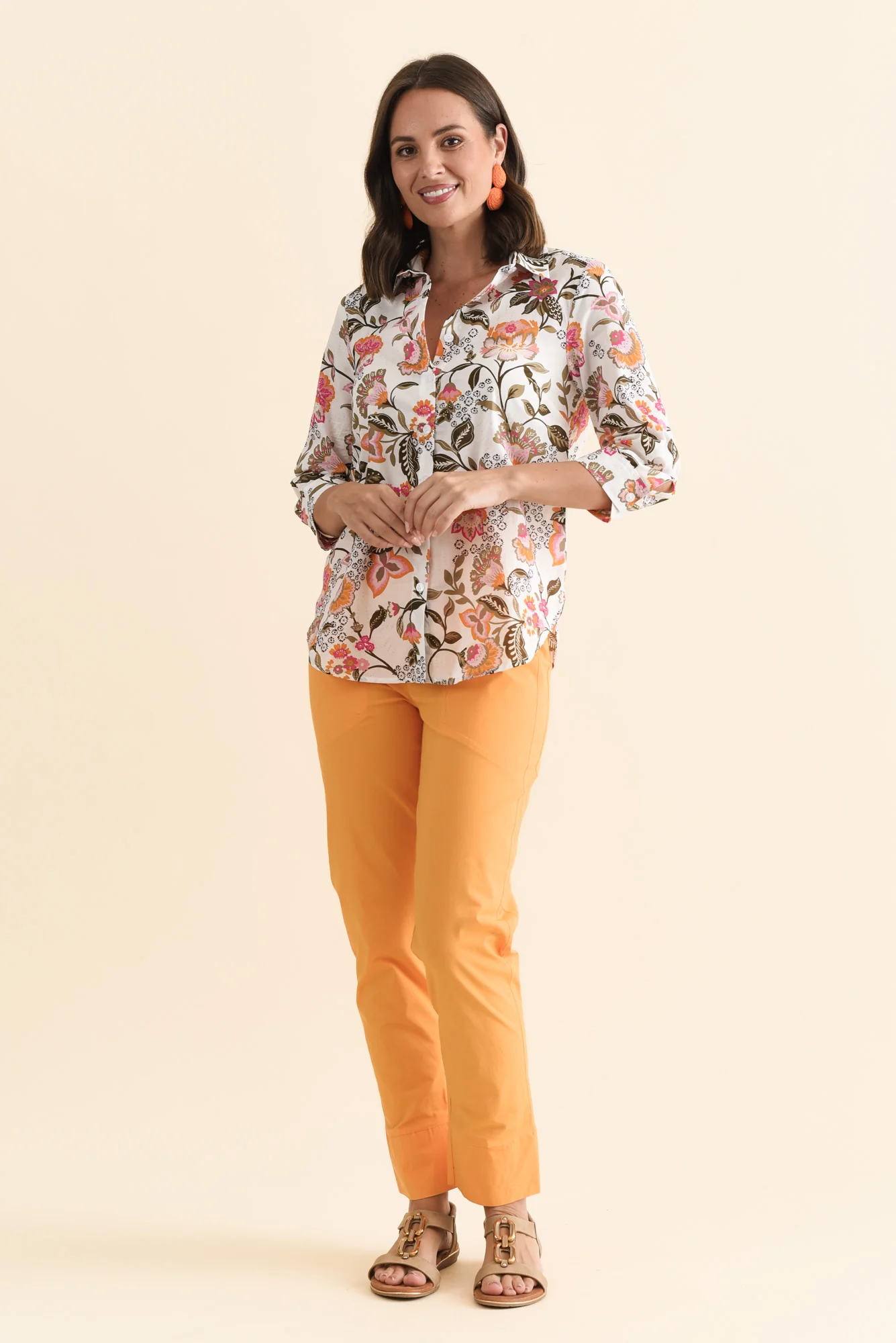 Lilah White Garden Cotton 3/4 Sleeved Shirt - Image 2