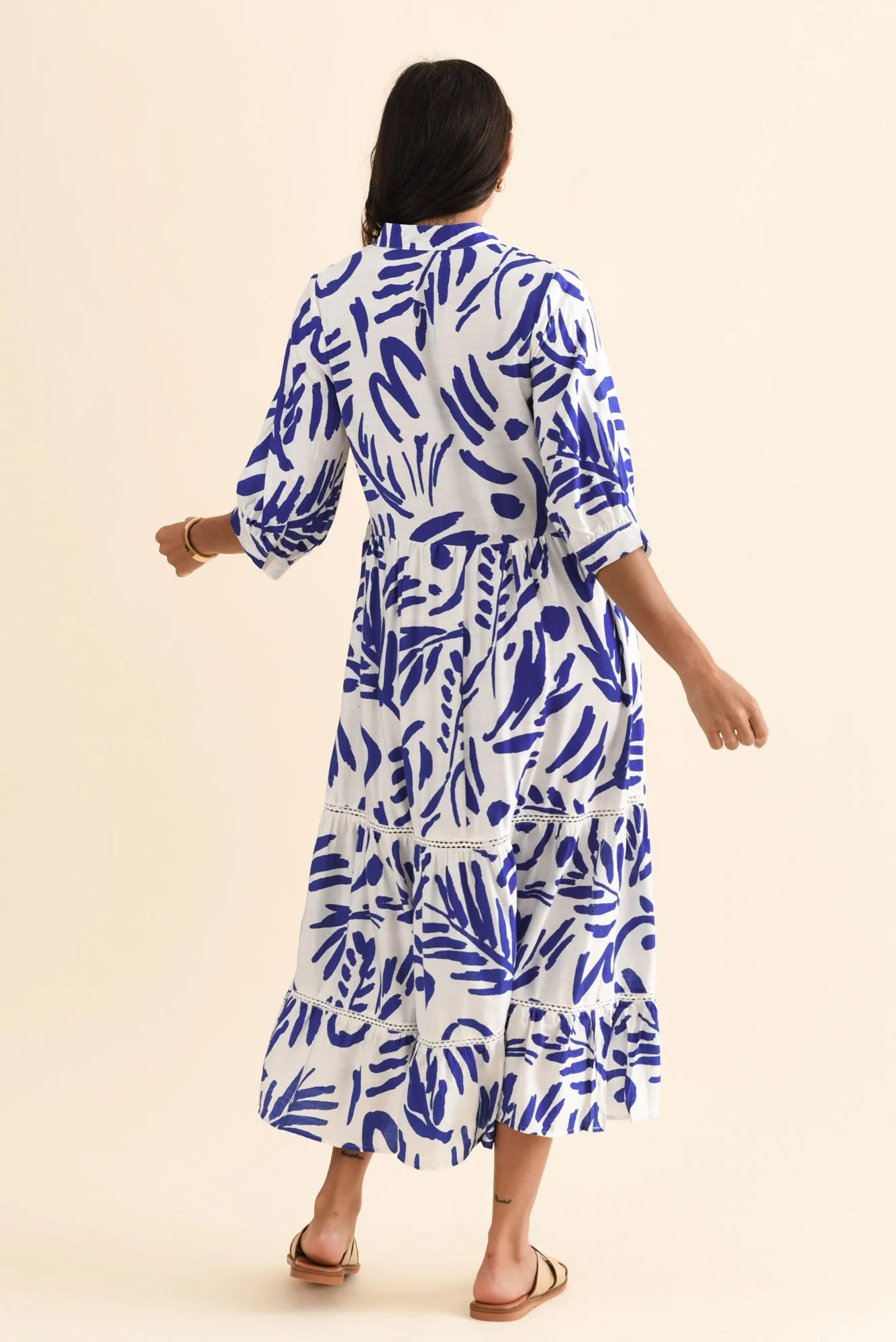Lillian Blue Leaf Tier Dress - Image 4