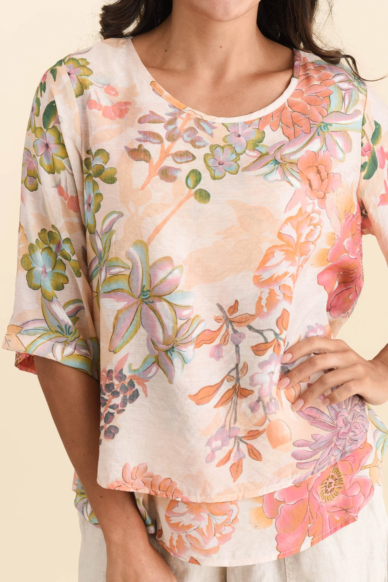 Liora Peach Floral Layered Top - Image 5