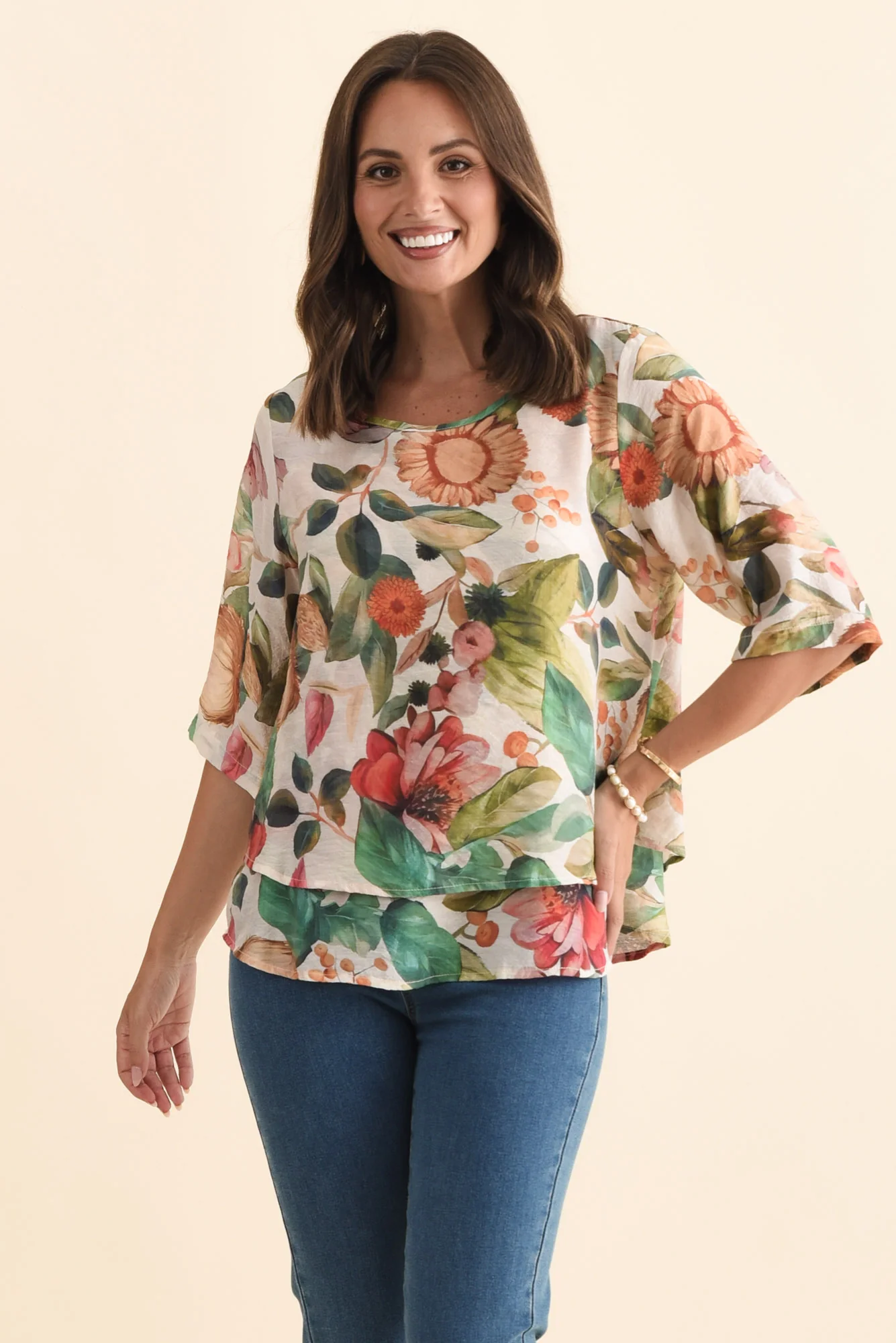 Liora Red Foliage Layered Top