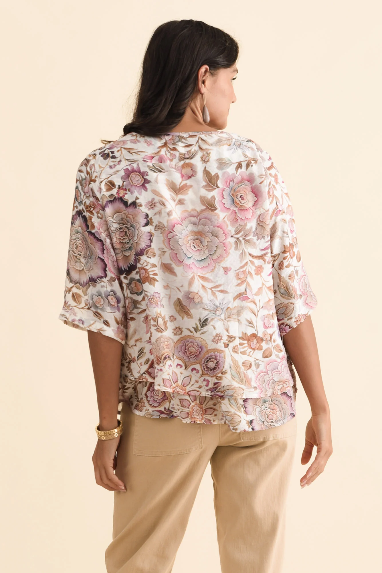 Liora Taupe Floral Layered Top - Image 4