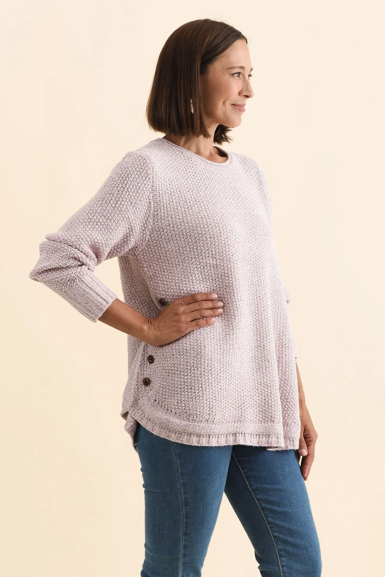 Lucas Pink Knit Button Jumper - Image 4