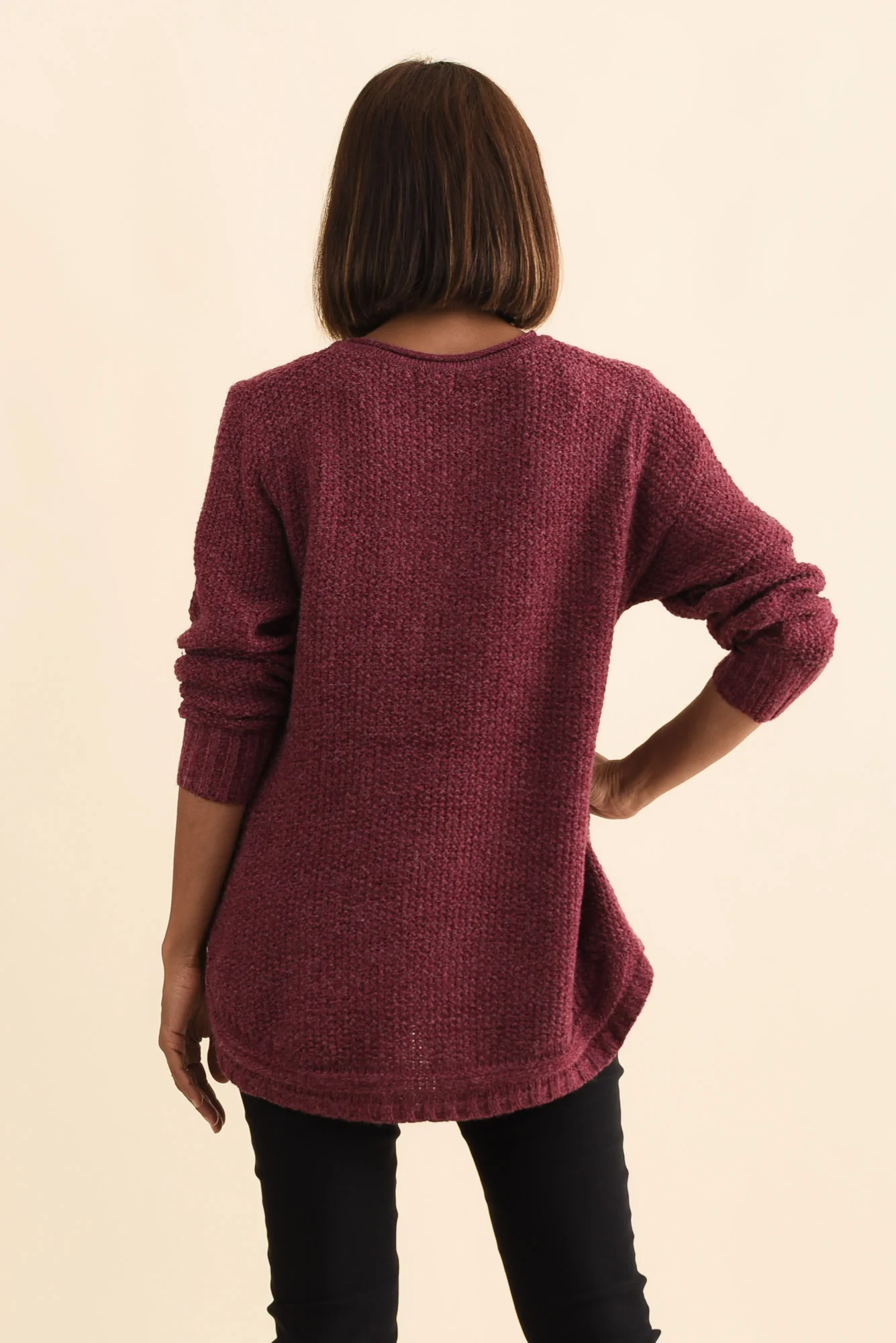 Lucas Plum Knit Button Jumper - Image 4
