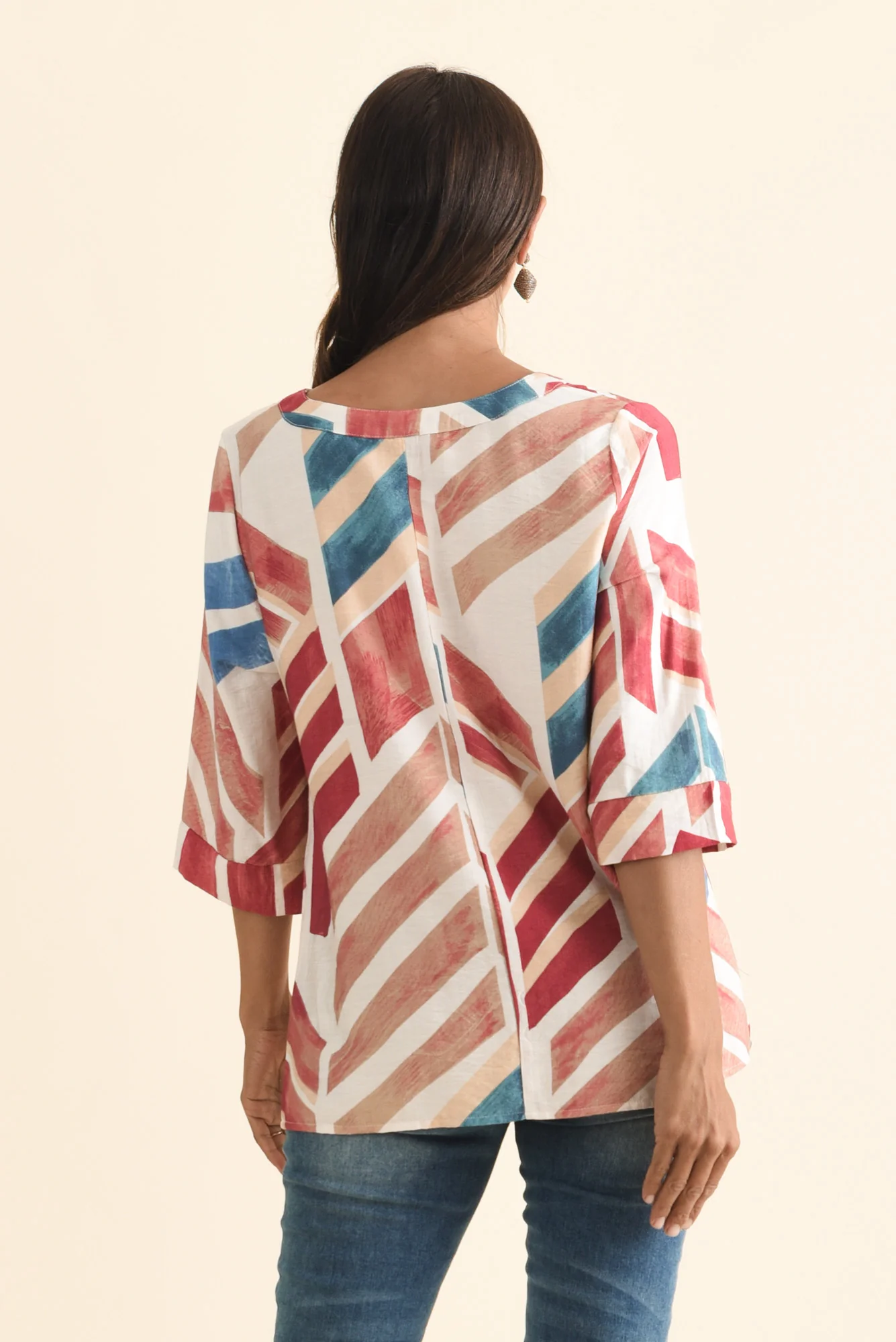 Maddox Pink Mosaic Cotton Blend Top - Image 4