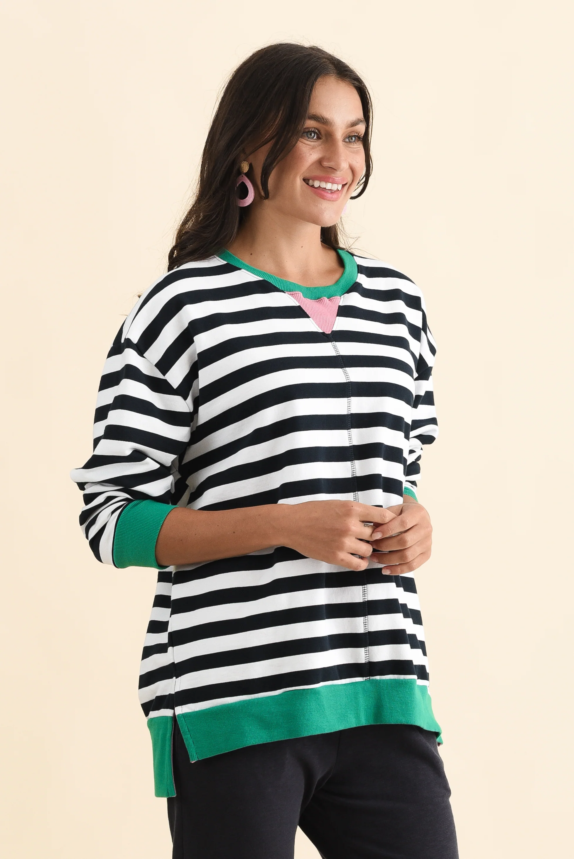 Maps Navy Stripe Cotton Crewneck Sweatshirt - Image 3