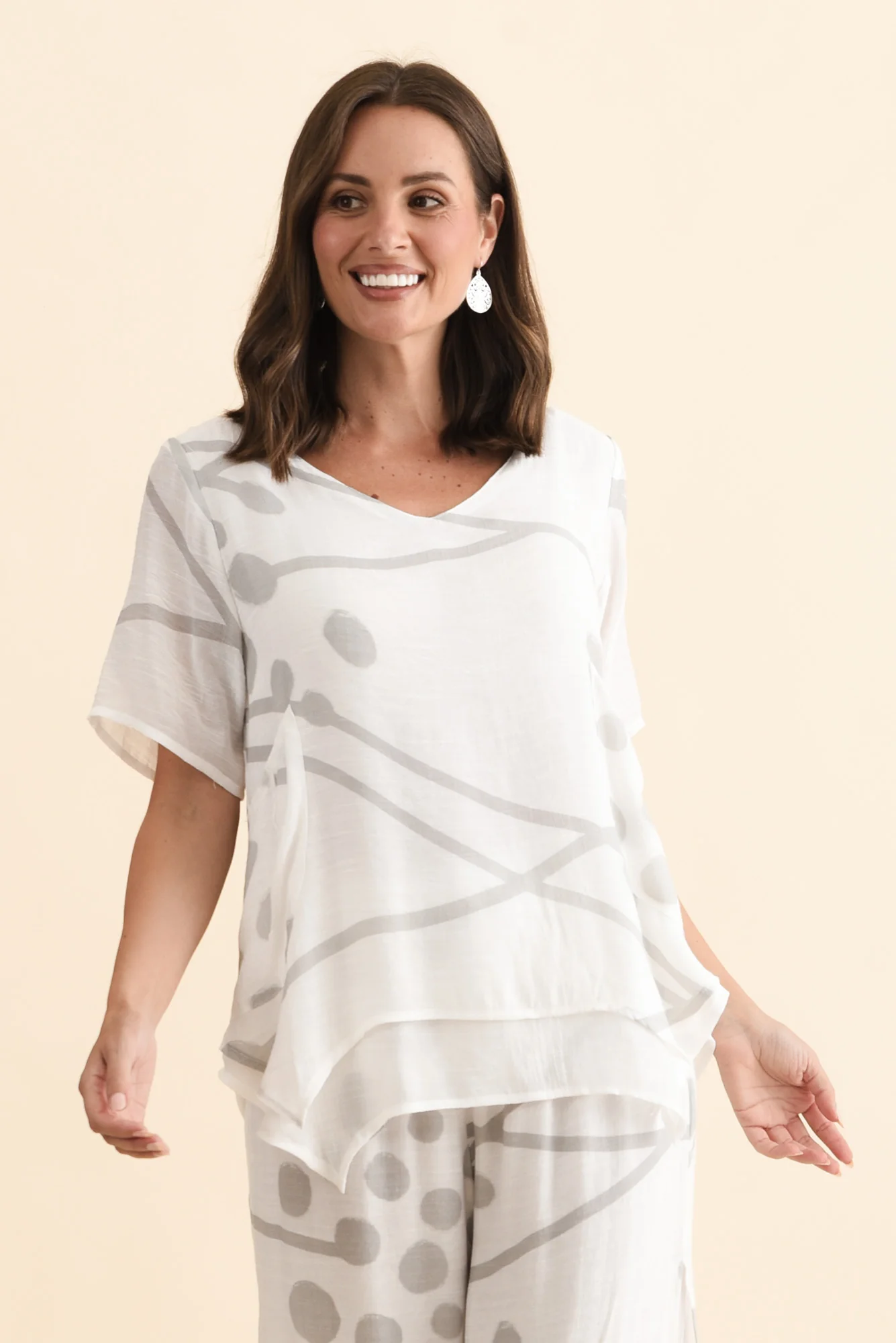 Marc Grey Geo Layered Top