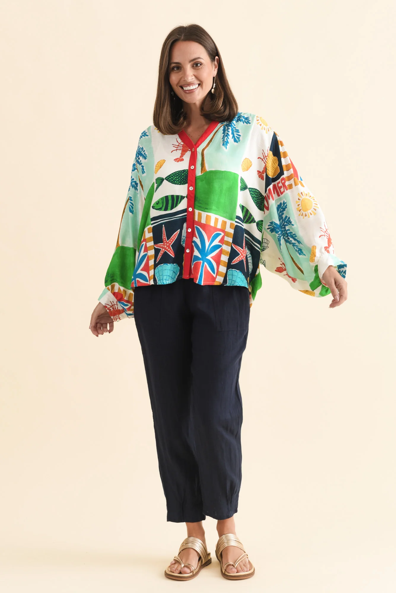 Marella Green Coastal Button Top - Image 8