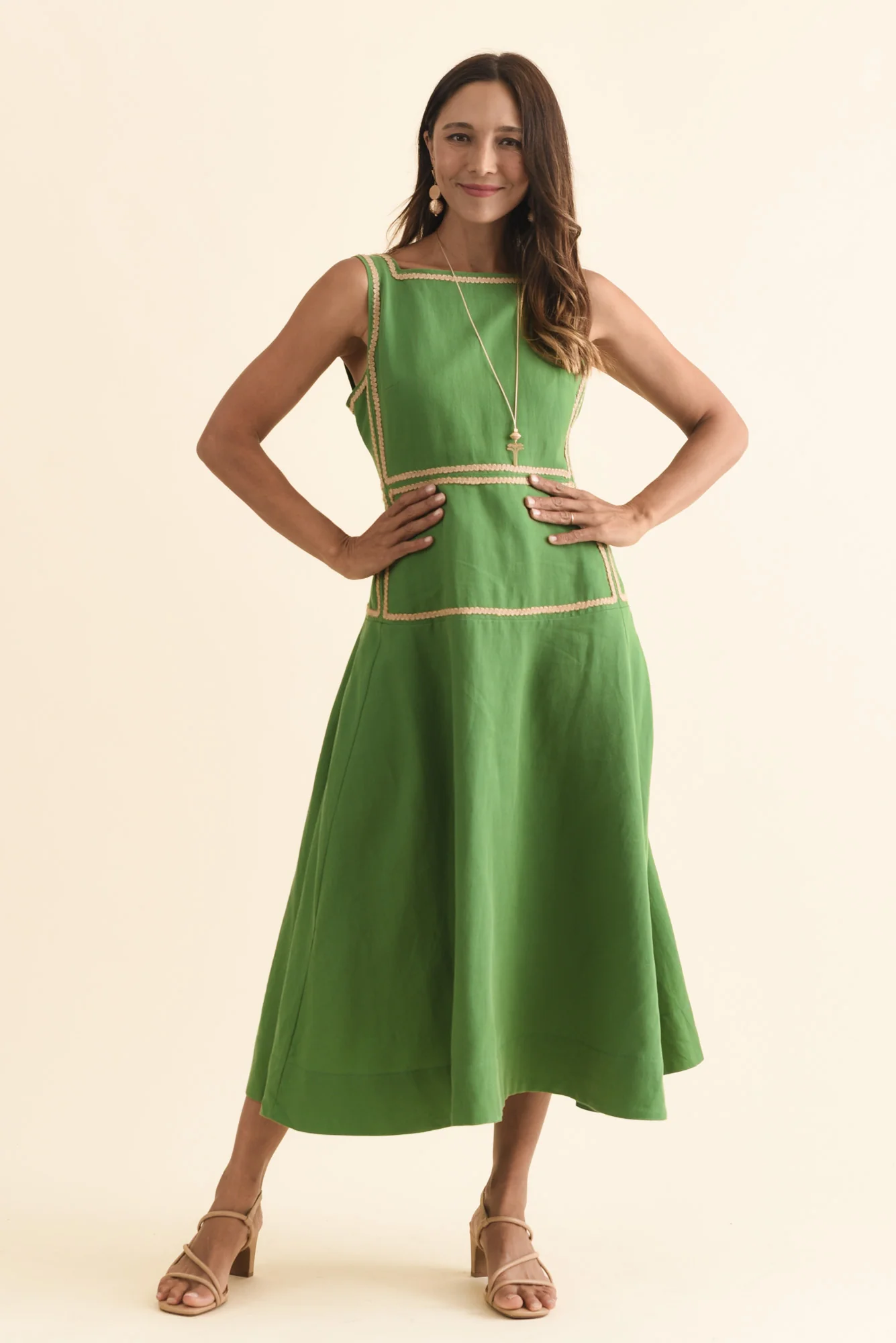 Marlin Green Contrast Trim Dress - Image 6