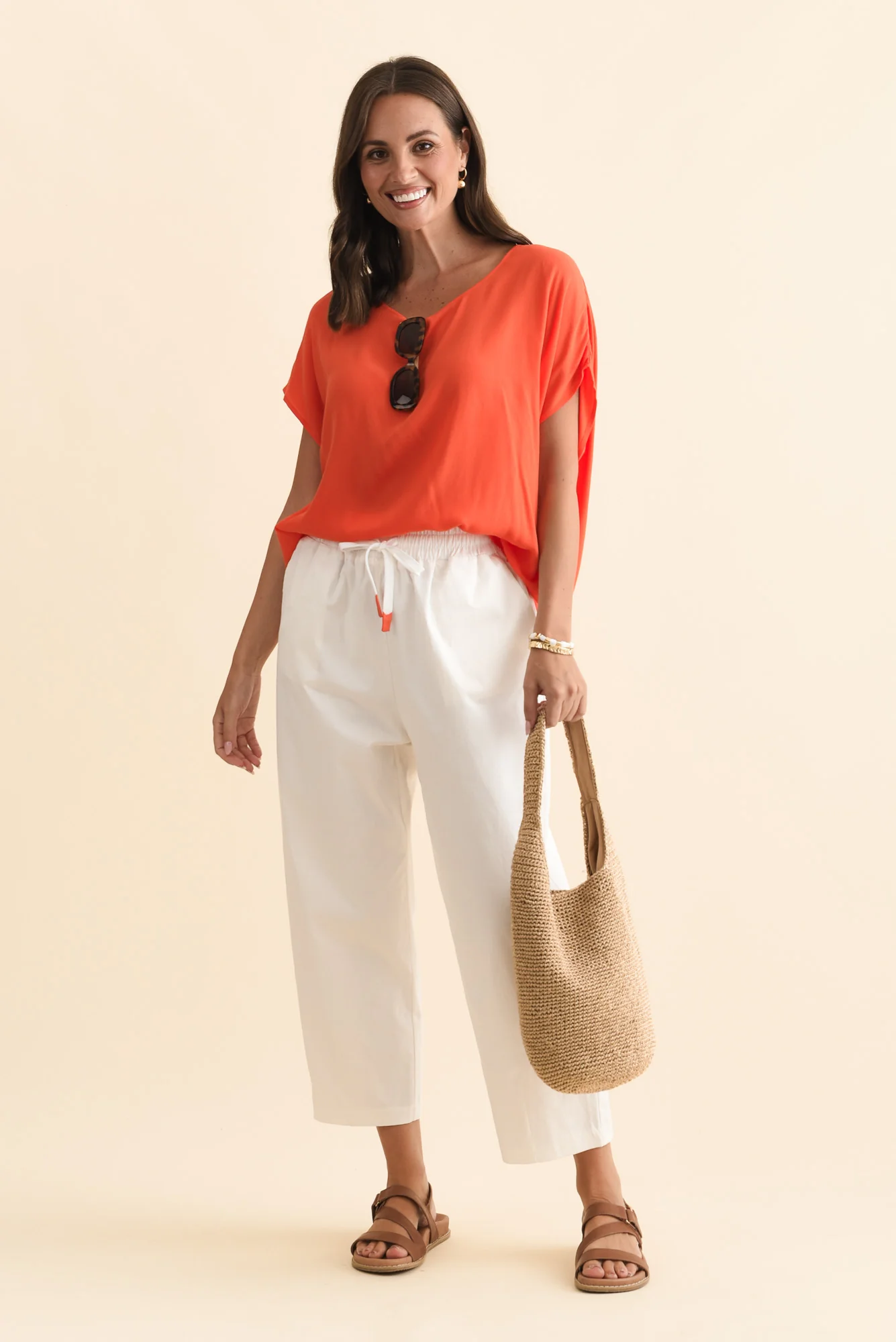 Martin White Cotton Barrel Pants - Image 3