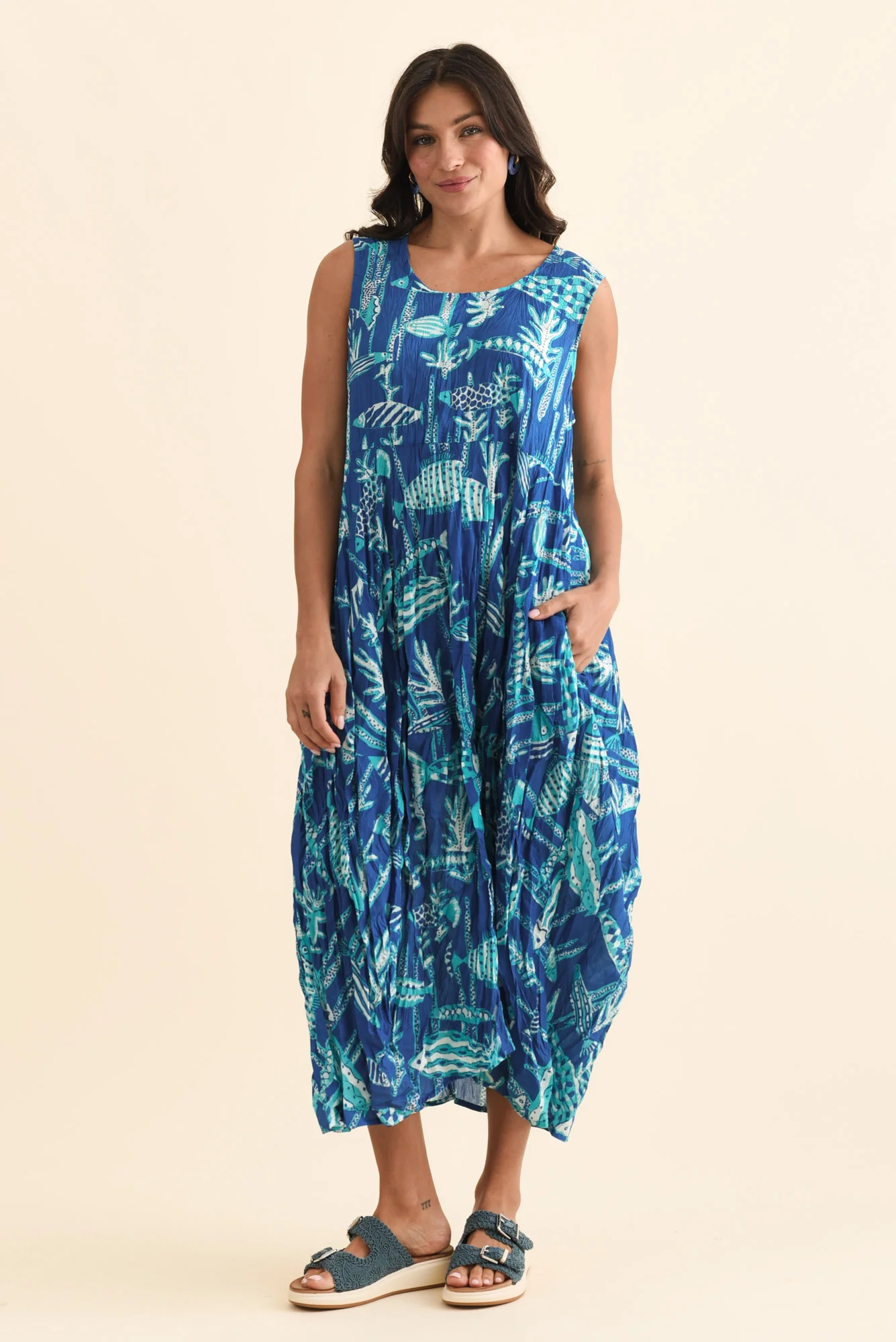 Mason Cobalt Sea Cotton Pocket Dress - Image 2